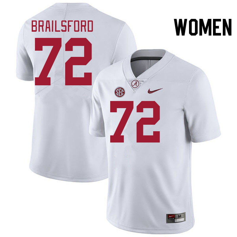 Women #72 Parker Brailsford Alabama Crimson Tide College Football Jerseys Stitched-White